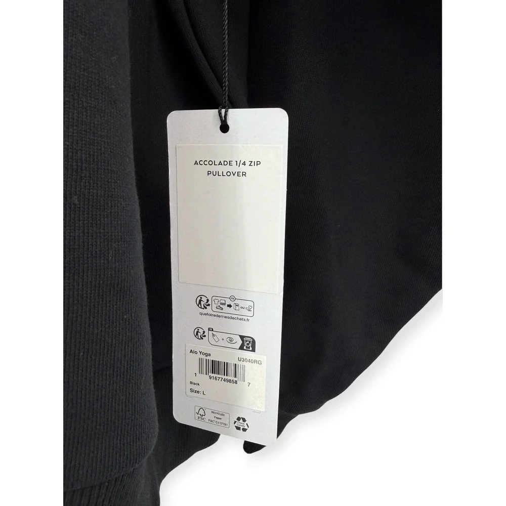 NWT ALO Accolade 1/4 Zip Pullover in Black - Size Large